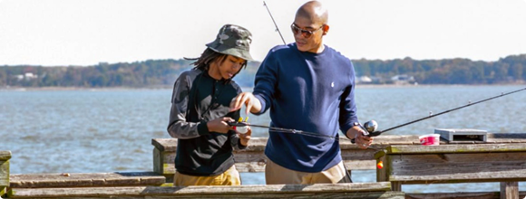 father and son fishing in Prince William County